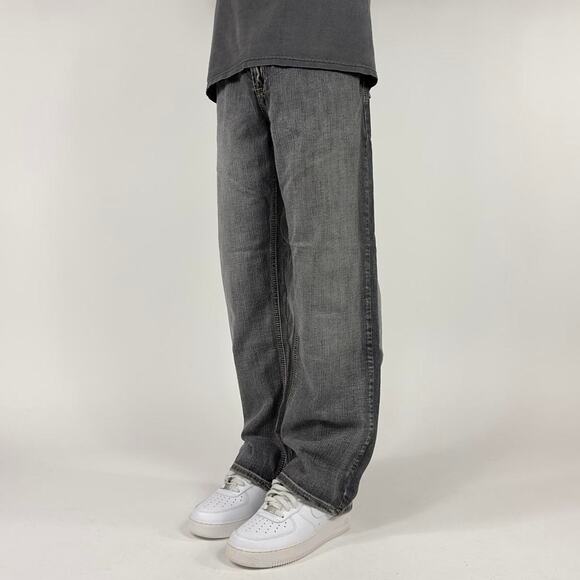 Super Sick Y2K Affliction Style wide-leg Grunge Faded Denim Streetwear pants - Picture 5 of 5